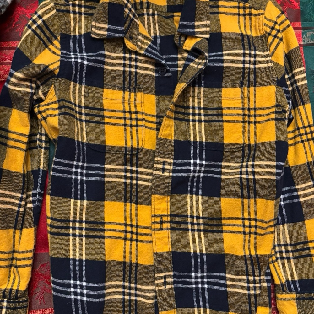 GAP Kids Yellow and Black Checkered Shirt